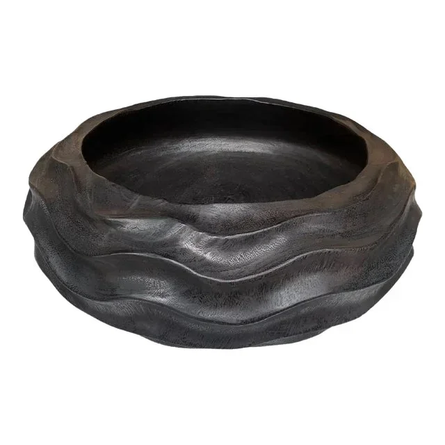 Solid Mango Wood Bowl With Burnt Finish