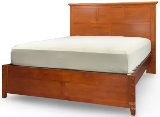 Solid Parawood Tarragon Panel Queen Bed in Cherry Finish