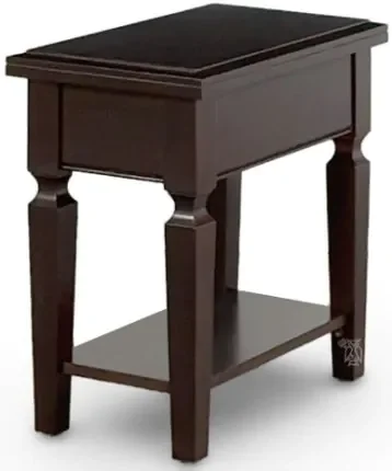 Solid Parawood Wood Vista End Table in Espresso Finish