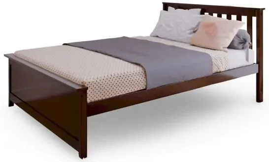 Solid Pine Wood Full Slat Bed in Espresso Finish