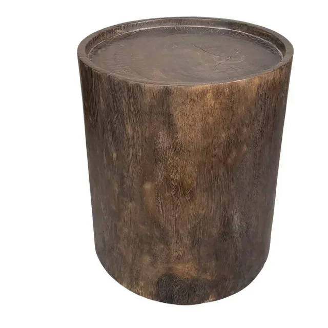 Solid Suar Wood Round Side Table Modern Organic