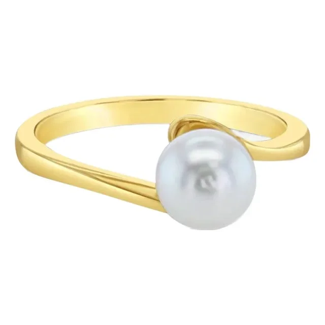 Solitaire Cultured Pearl 14k Yellow Ring, Size 8