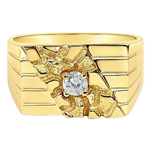 Solitaire Diamond Nugget Ring, Size 8