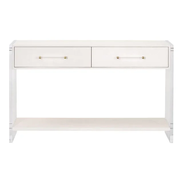Sonia Faux Shagreen Console Table, Pearl Shagreen