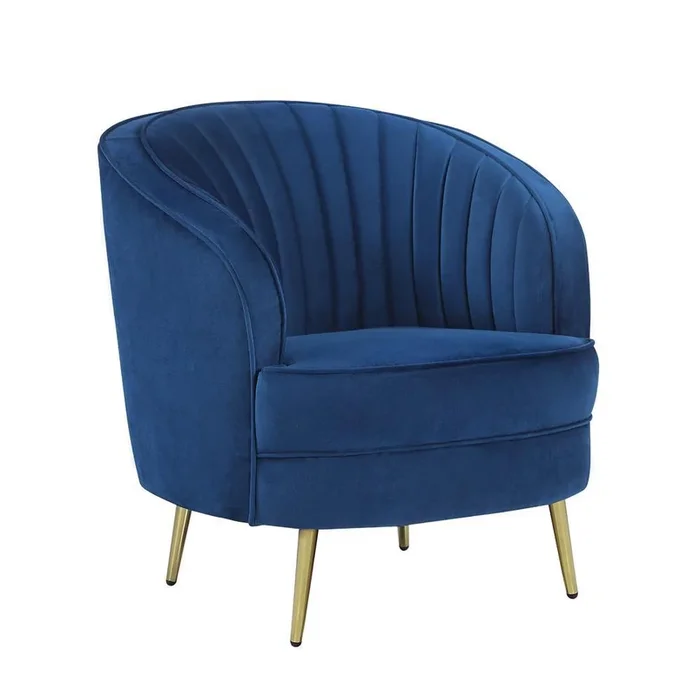 Sophia Blue Upholstered Vertical Channel Tufted Chair