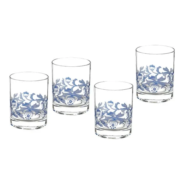 Spode Blue Italian Double Old Fashioned Glasses 14 oz. – Set of 4