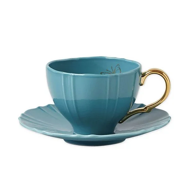 Sprig & Vine Tea Cup/Saucer Turqoise