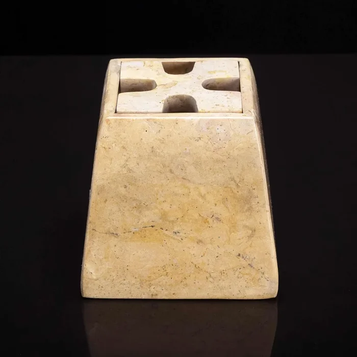 Square Marble Toothbrush Holder, Beige
