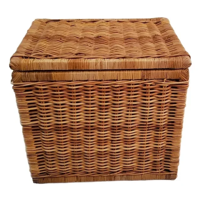 Square Rattan Chest, Vintage