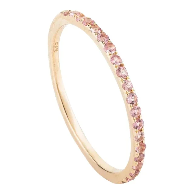 Stackable 14k Yellow Gold Tourmaline Band Ring Size 4.5