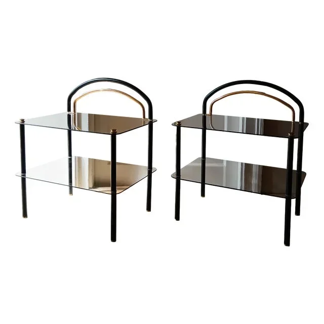 Stained Glass Bedside Tables, 1980s, Set of 2
