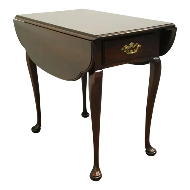 Statton Trutype Americana Solid Cherry Traditional 33″ Pembroke Drop Leaf Accent End Table 1424 – Oldtowne Cherry Finish