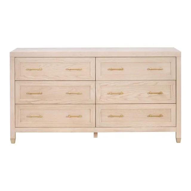 Stella 6-Drawer Double Dresser, Light Honey Oak