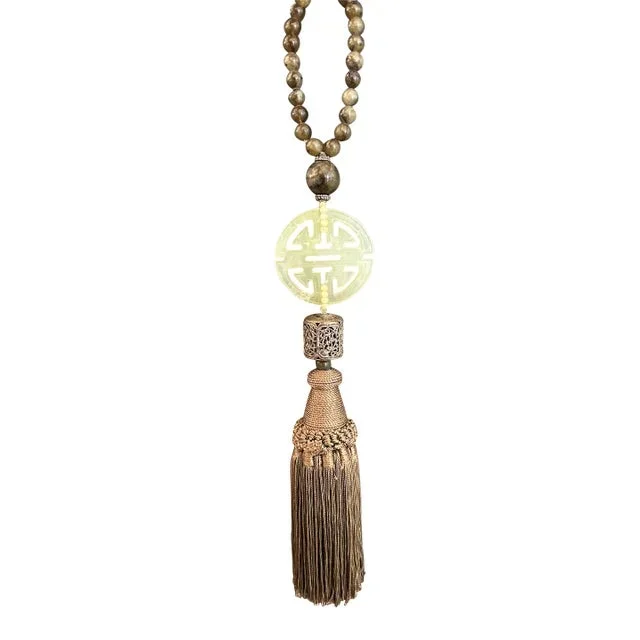 Sterling and Jade Beaded Tassel Handmade