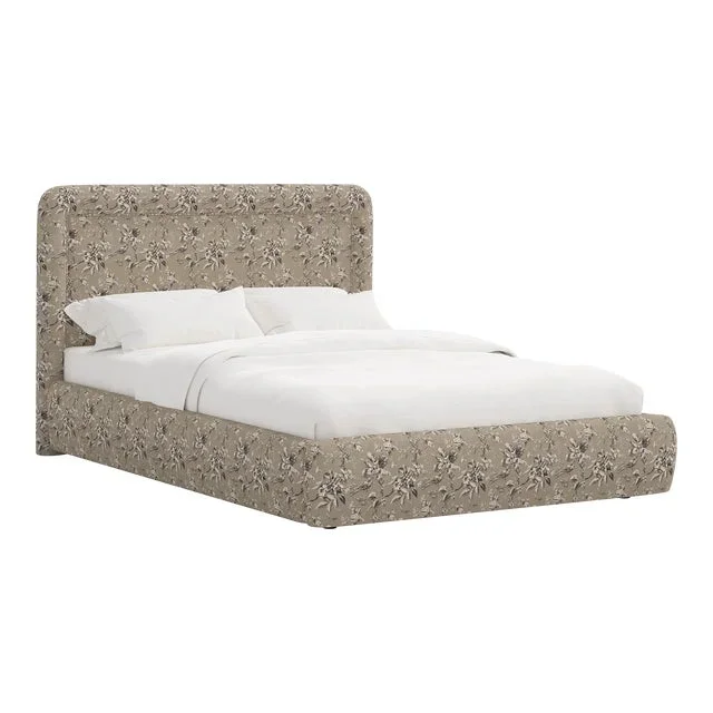 Stoffer Home x Cloth & Company Marisa Platform Bed in Michigan Bird Toile Sand – Queen