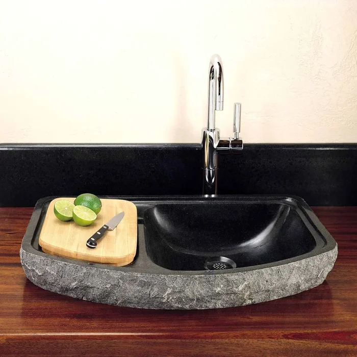 Stone Forest Black Granite Bar Sink With Cutting Board
