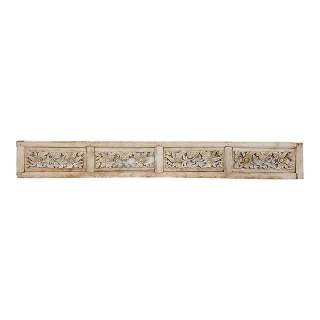 Sun-Bleached Floral Motif Carved Panel