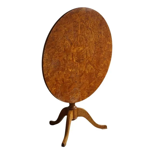 Swedish Folding Table in Burl Wood, Early 19th Century