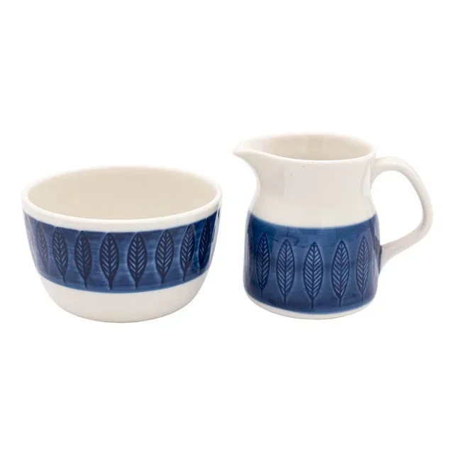 Swedish Koka Blå Sugar & Creamer by Hertha Bengtson for Rörstrand, 1950s, Set of 2