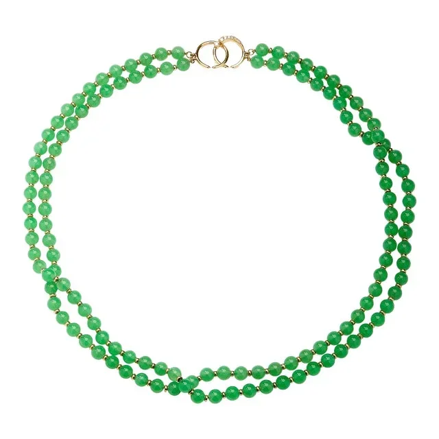 Syna Chrysoprase Yellow Gold Bead Necklace