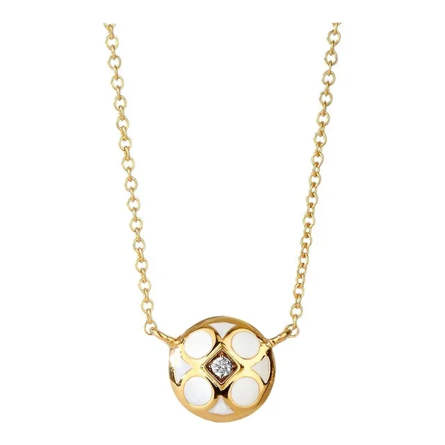 Syna Yellow Gold and Enamel Necklace with Champagne Diamonds