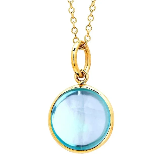 Syna Yellow Gold Aquamarine Chakra Charm Pendant