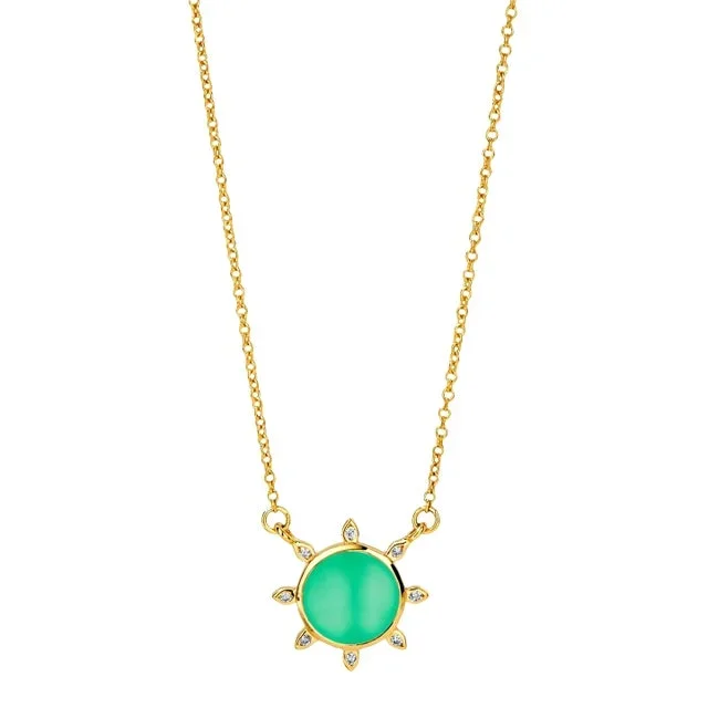 Syna Yellow Gold Chrysoprase Necklace with Diamonds