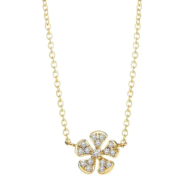Syna Yellow Gold Jardin Flower Necklace with Diamonds