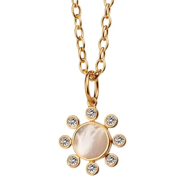 Syna Yellow Gold Mother of Pearl Pendant with Diamonds