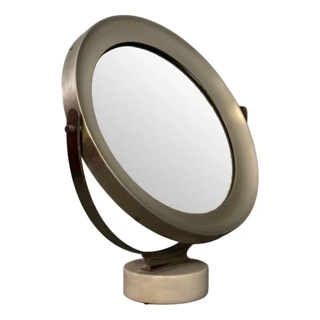 Table Mirror in Steel and Marble, 1970s