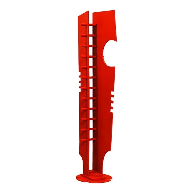 Tall Abstract Red Wood Sculpture by Edward Toledano, British, 20th Century