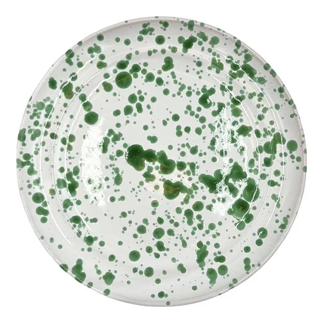 Taverna Speckled Dessert Plate, Green/White, Set of 4