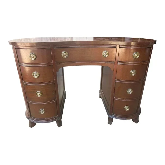 Taylor Jamestown Kidney Shaped Mahogany Desk – Circa 1930s