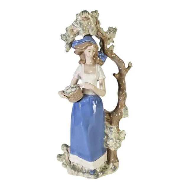 Tengra Maiden Flower Basket & Tree Porcelain Figurine 15″