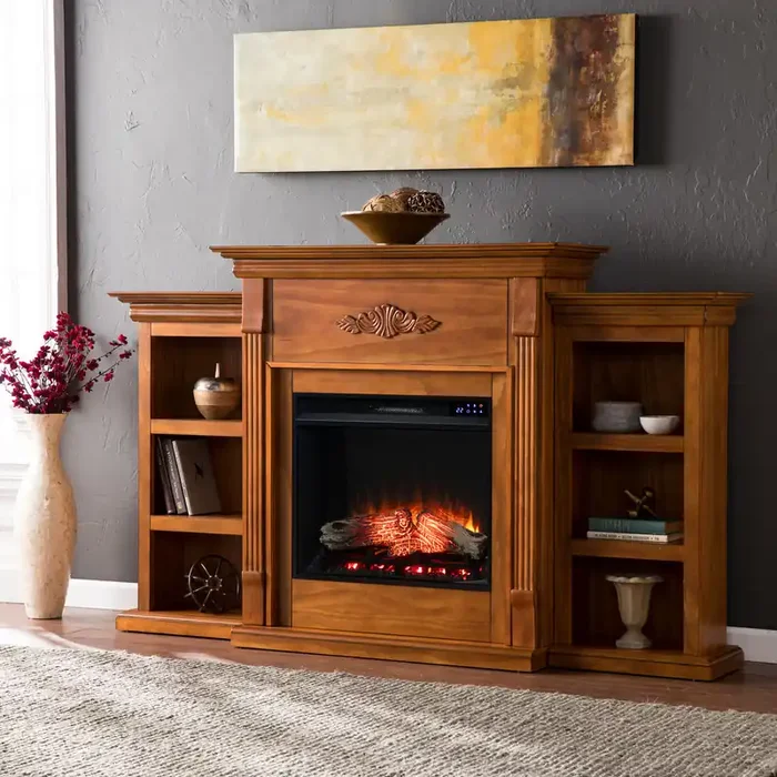 Tennyson Touch Screen Electric Fireplace W/ Bookcases – Fr8543