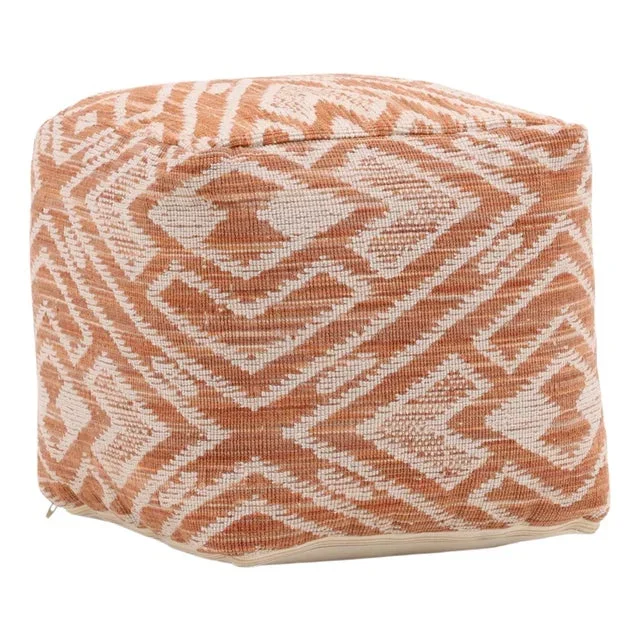 Terra Cotta Woven Outdoor/Indoor Pouf
