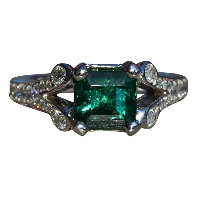 The Berkeley: Vintage Tourmaline and Diamond Ring in Platinum