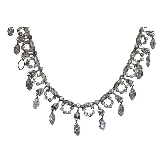 The Brixham: White Gold Diamond Bib Necklace