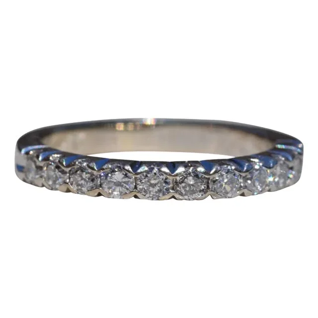 The Calico Basin: Vintage White Gold French Set Natural Diamond Wedding Band