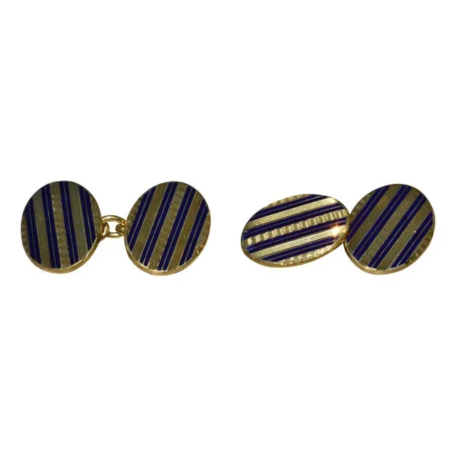 The Deakin: Deakin and Francis Signed Enamel Cufflinks in Yellow Gold, 2 Pieces