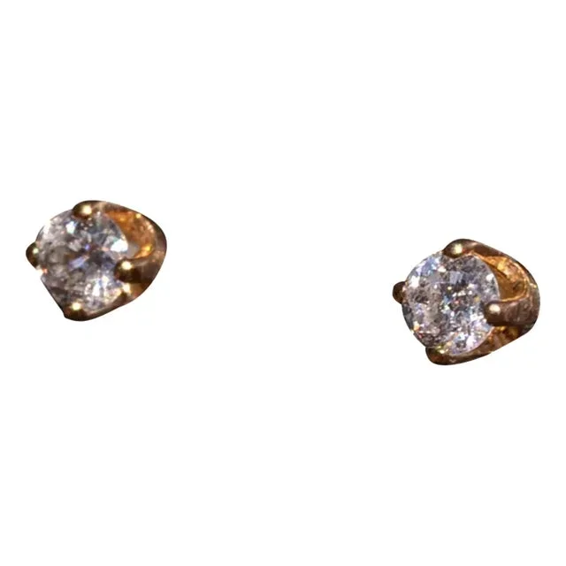 The Defoussat: Diamond Stud Earrings in Yellow Gold, 2 Pieces