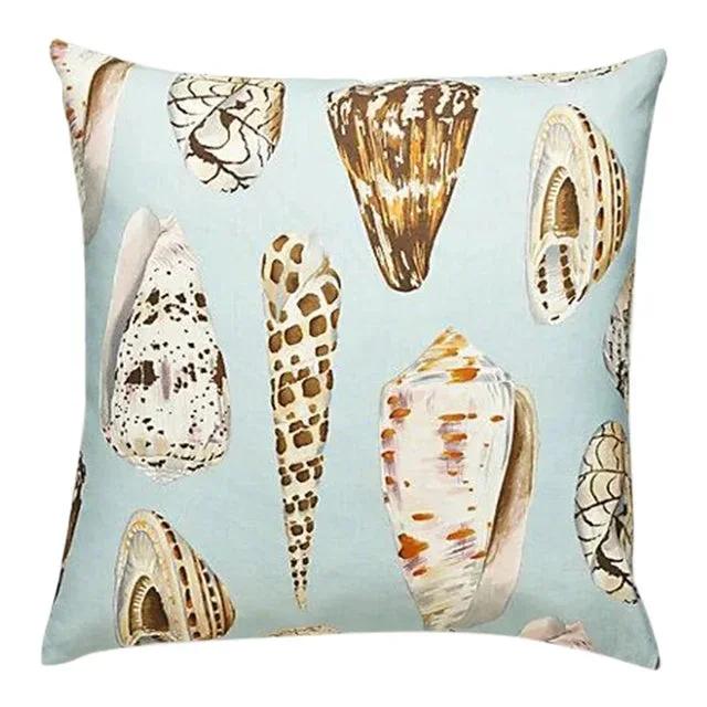 The House of Scalamandré Coquina Outdoor Pillow, Multi on Sea Blue