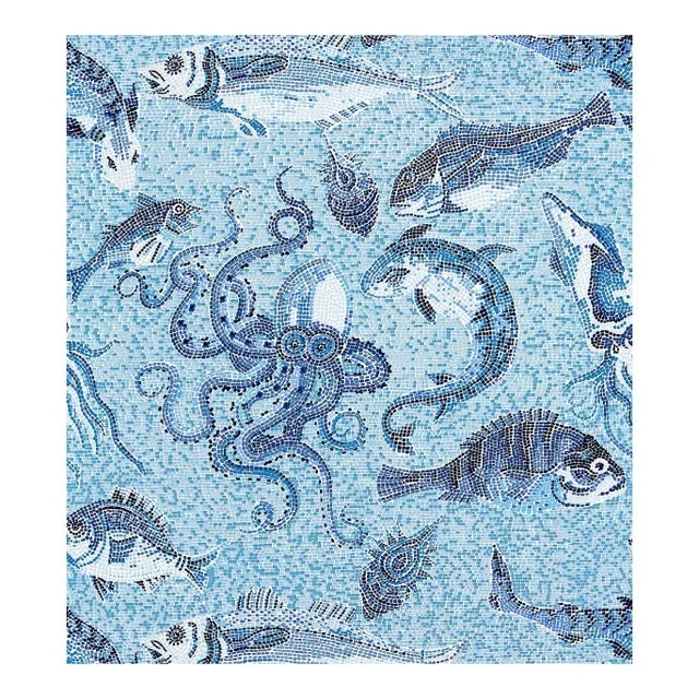 The House of Scalamandré Mikonos Wallcovering, Blue