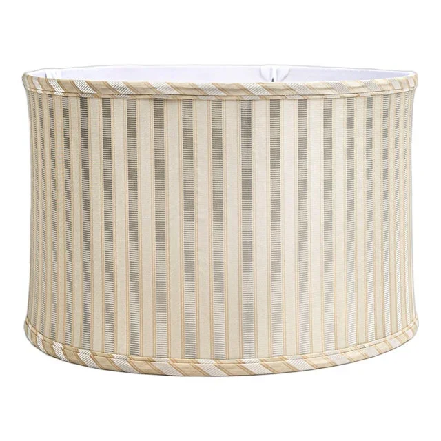 The House of Scalamandré Shirred Stripe Drum Shade, White