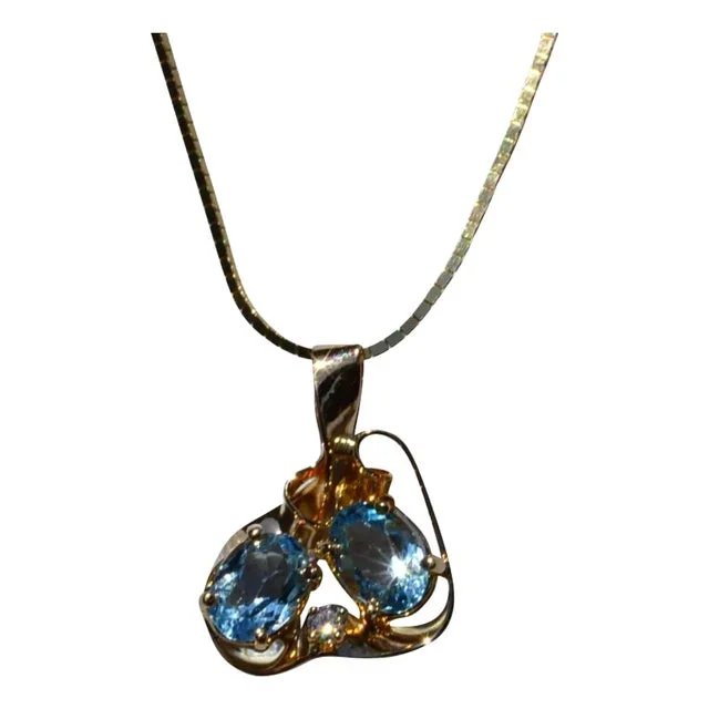 The Lake Charles: Signed Aquamarine and Diamond Handmade Necklace