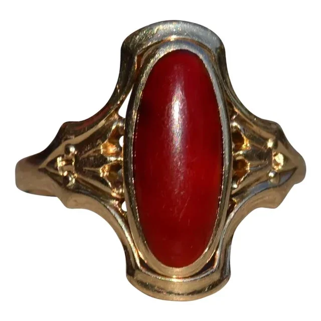 The Pomona: Antique Art Nouveau Ring set with Carnelian