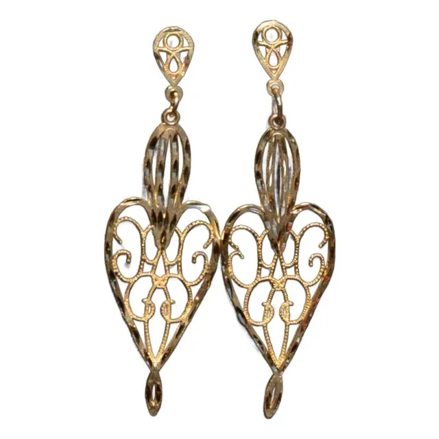 The Princeton: Yellow Gold Diamond Cut Dangle Earrings, 2 Pieces
