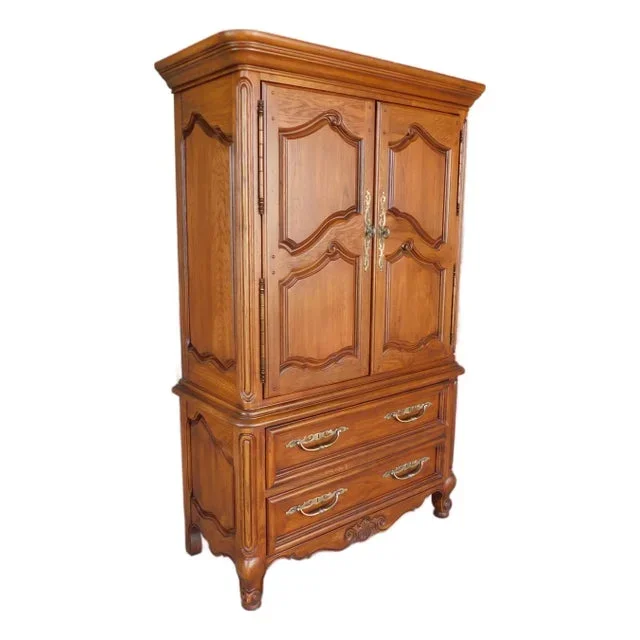 Thomasville Oak French Country Louis XV Style Wardrobe Chest