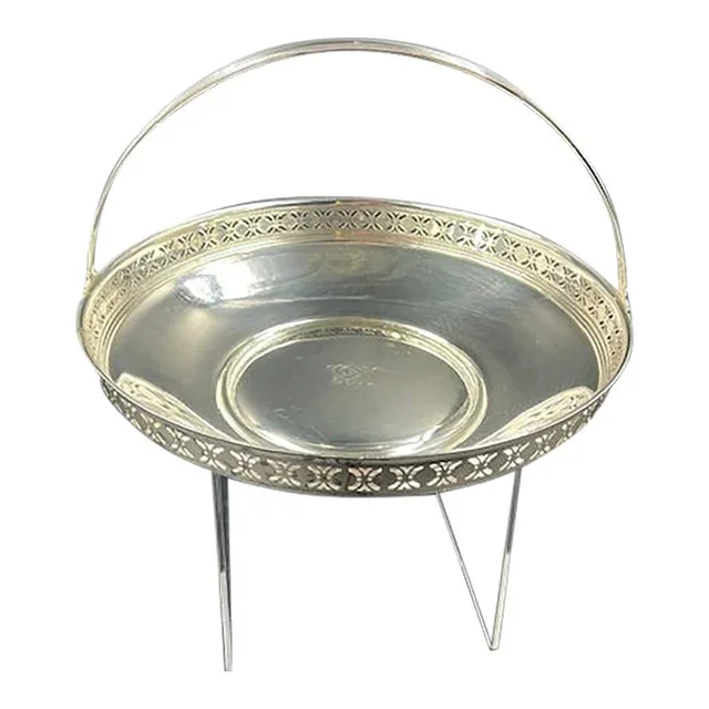 Tiffany & Co. Mid 20th Century Sterling Silver Brides Basket With Handle