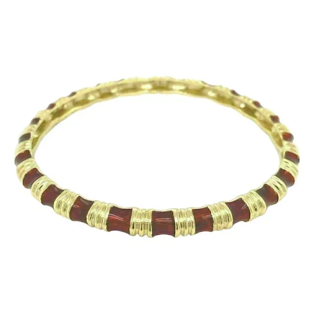 Tiffany & Co. Red Enamel 18k Yellow Gold Wide Bangle Bracelet